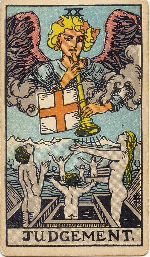Judgement, original 1909 Rider–Waite–Smith illustration by Pamela Colman Smith