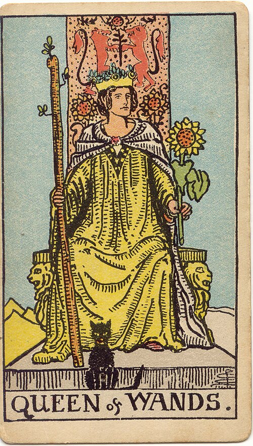 Queen of Wands, original 1909 Rider–Waite–Smith illustration by Pamela Colman Smith
